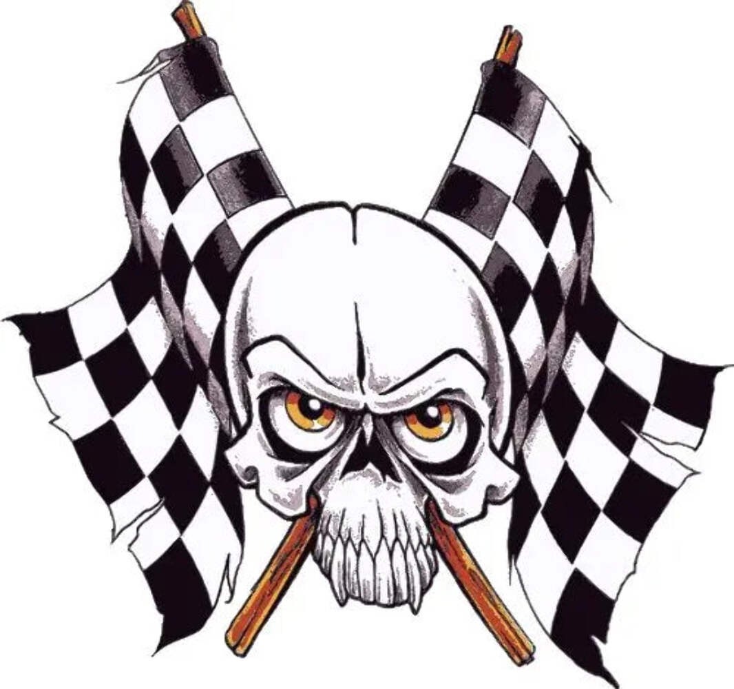 Checkered Flags Skull Decal