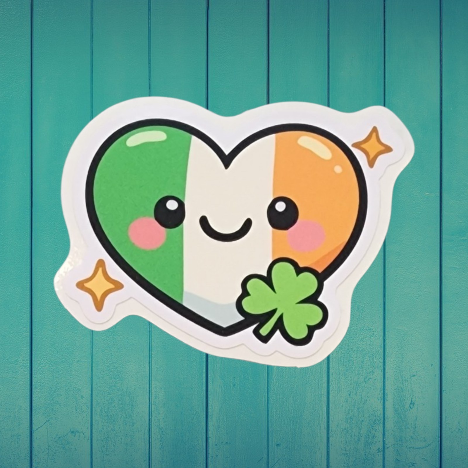 St. Patrick’s Day, Irish Heart with Clover Waterproof Sticker