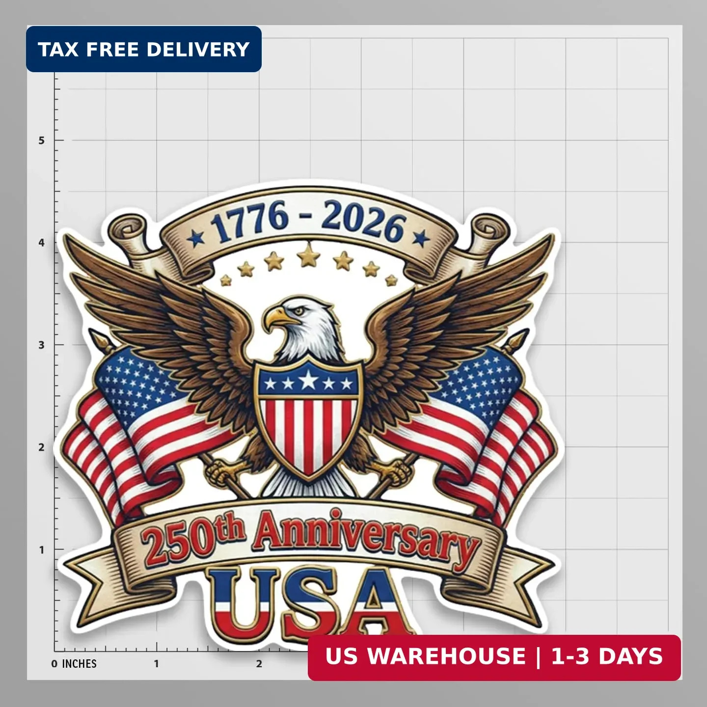 250th Anniversary USA Sticker 3 Pack – 1776-2026 Patriotic Eagle Vinyl Decal for