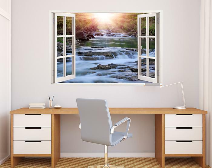 Wall Art – Waterfall IMPRESSIVE 3D WINDOW WALL DECALS, REMOVABLE WALL STICKERS