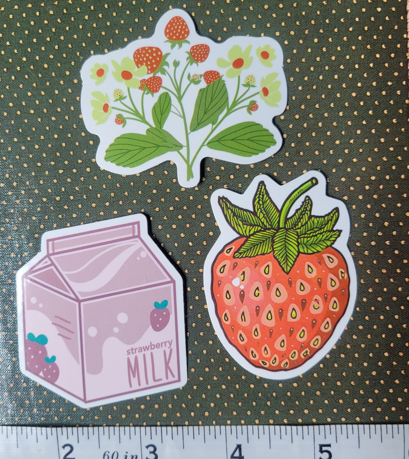 Stickers Strawberry Set Of 3 Waterbottle Locker Mirror Laptop Notebook Phone