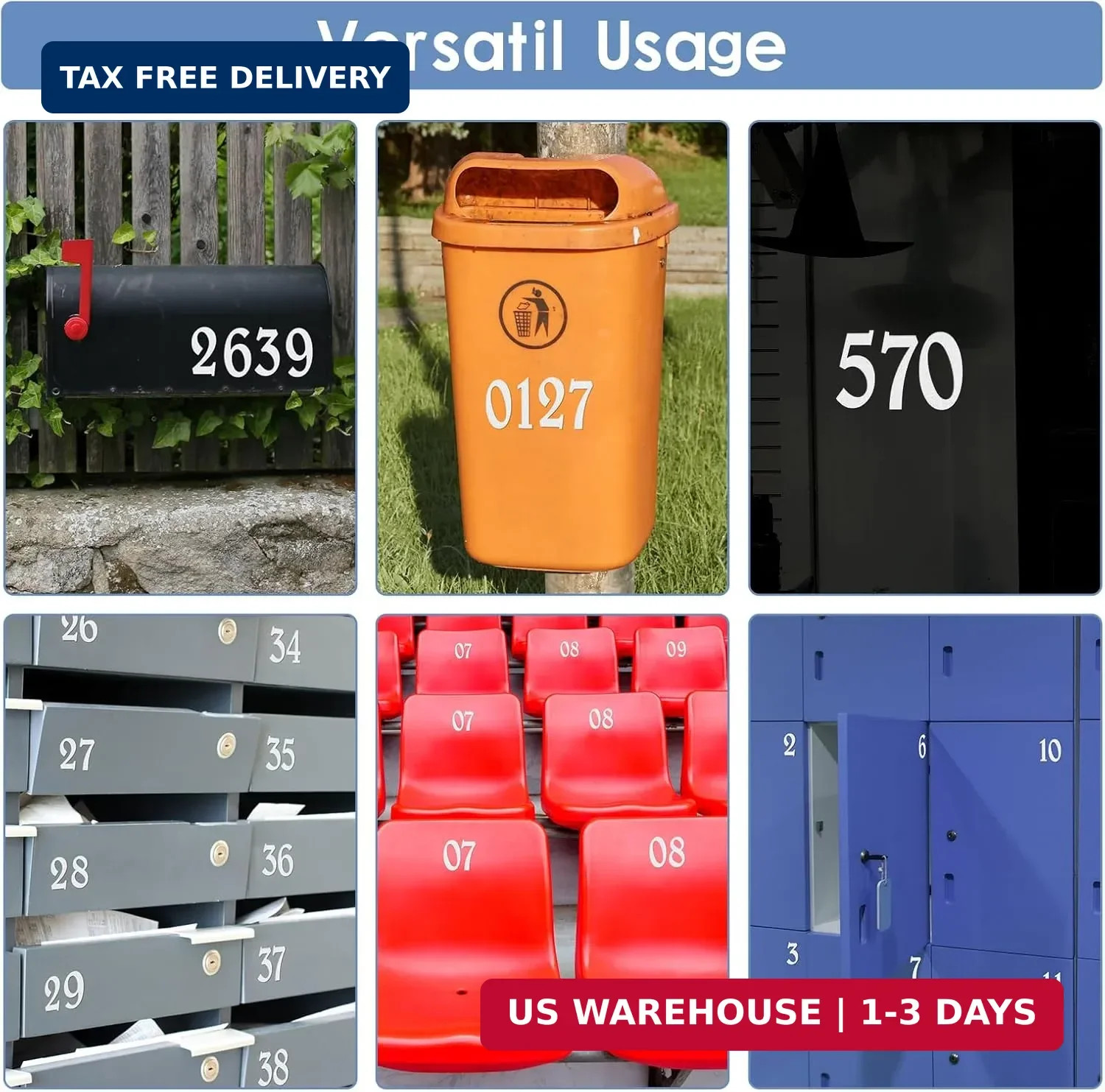 6″ Reflective Mailbox Numbers Sticker Decal Die Cut Elegant Style Vinyl Number S