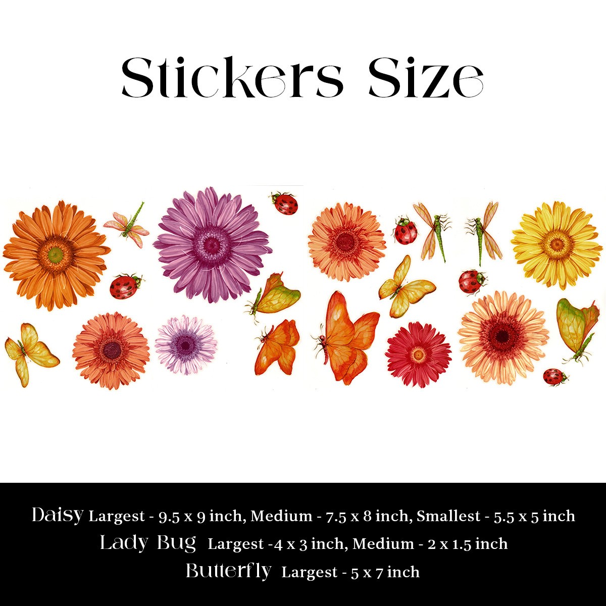 Daisy Wall Decals – Flower Wall Stickers, Nursery Decor, Kids Room Wall Art