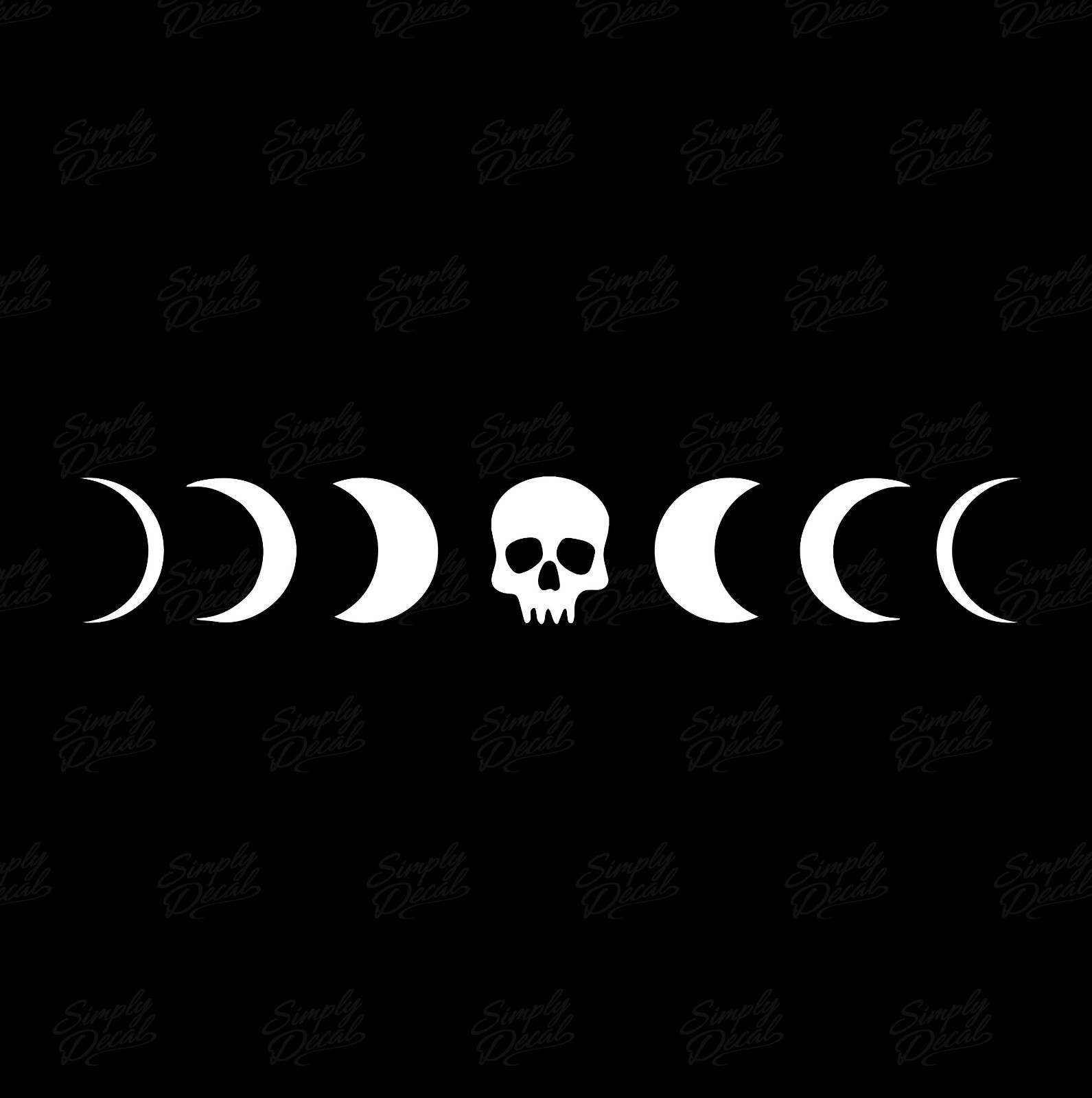 2x Moon Phase Skull Vinyl Decal – Celestial Gothic Sticker, Mystical Vibes!