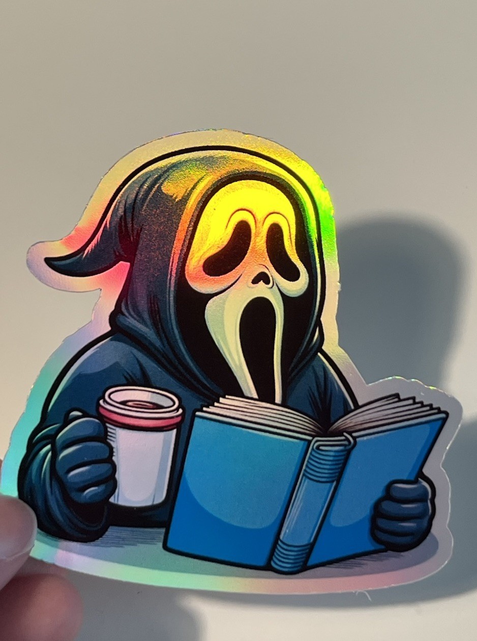 Ghostface Reading Book 3inch Holographic Waterproof sticker