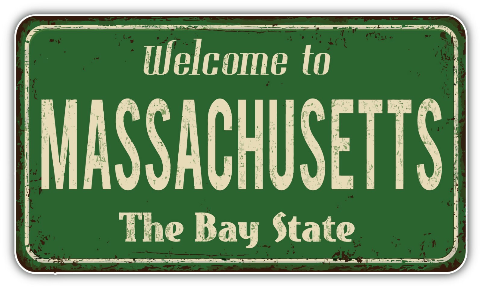 Massachusetts USA State Grunge Retro Emblem Car Bumper Sticker Decal ”SIZES”