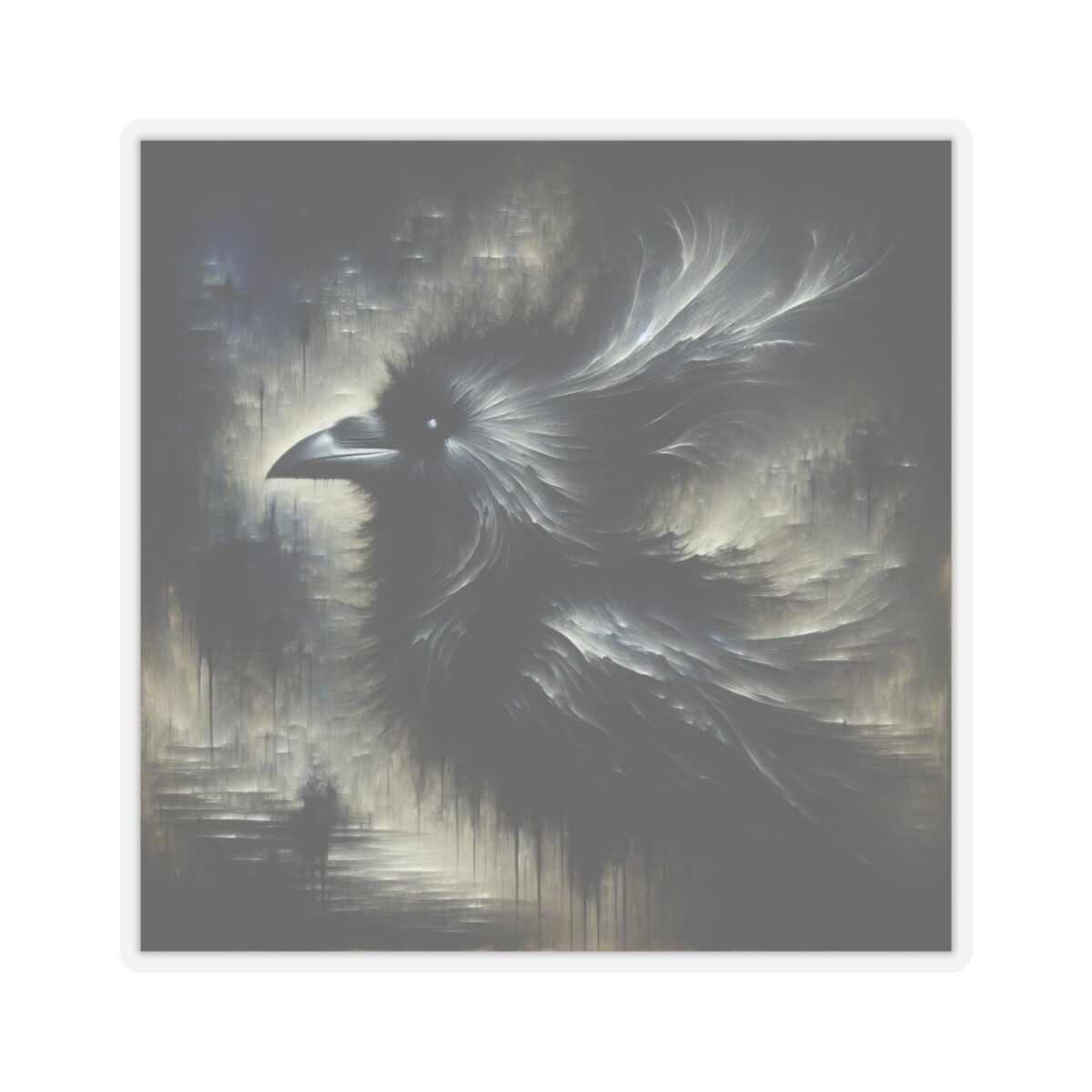 Sticker Mystic Crow Art Deco Oil Painting Style Gothic 2×2″ 3×3″ 4×4″ 6×6″ gift