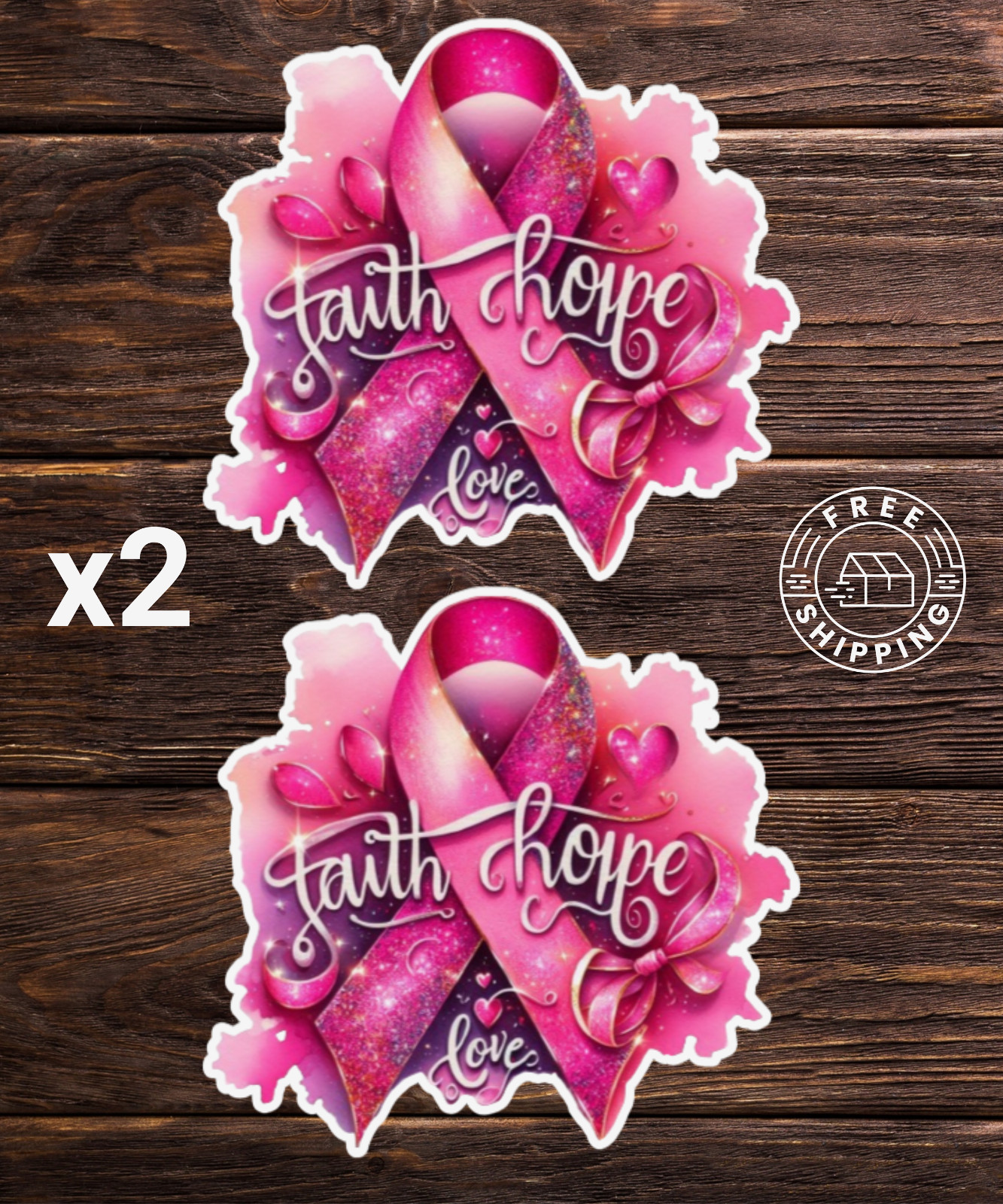 Breast Cancer Awareness FAITH HOPE LOVE Sticker 3″