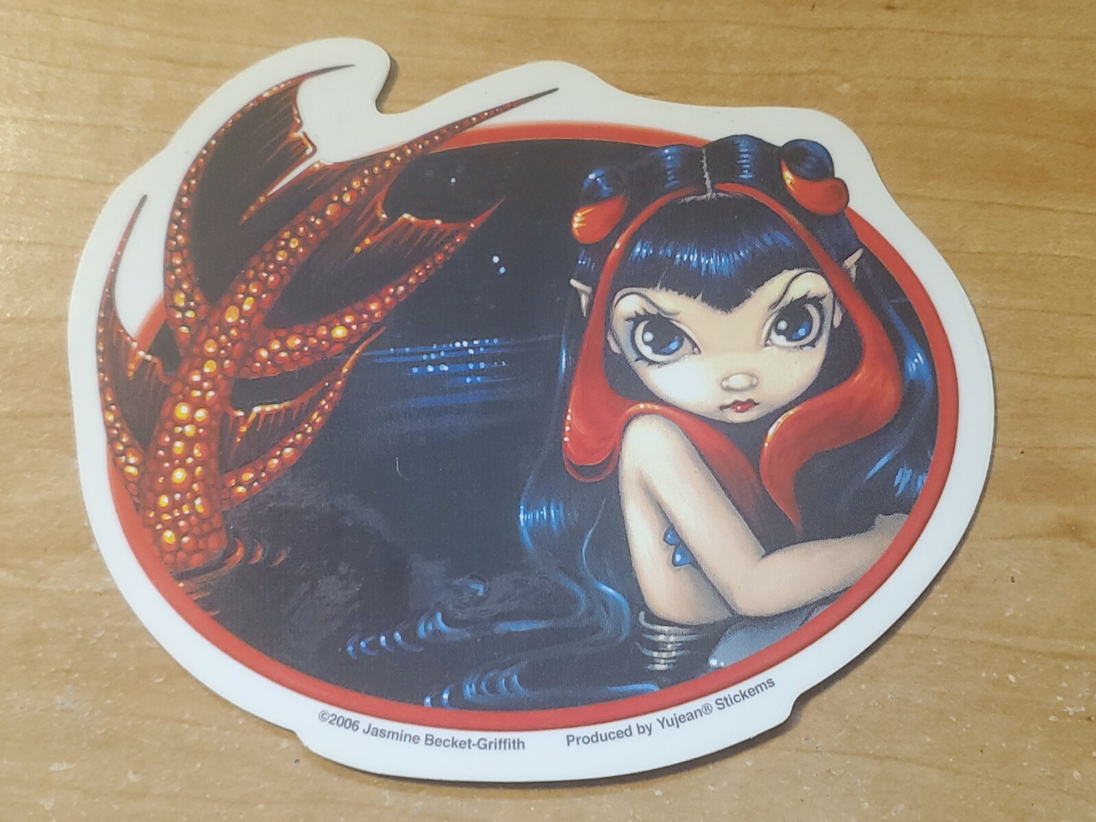 Jasmine Becket-Griffith Red Tailed Mermaid Fairy Sticker Die-Cut Window Decal