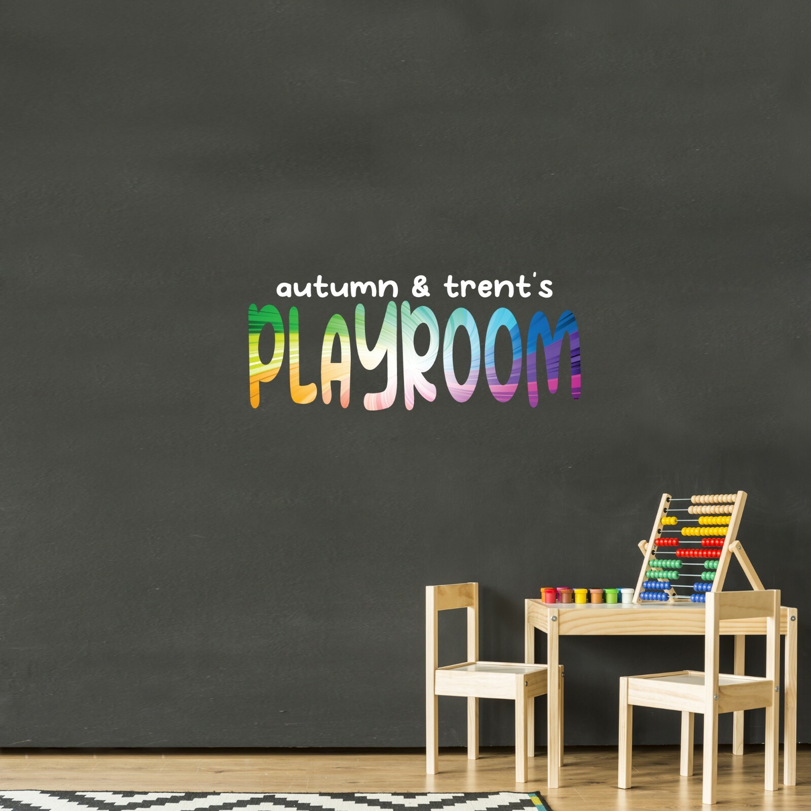 Custom Name Colorful Playroom Printed Wall Decal