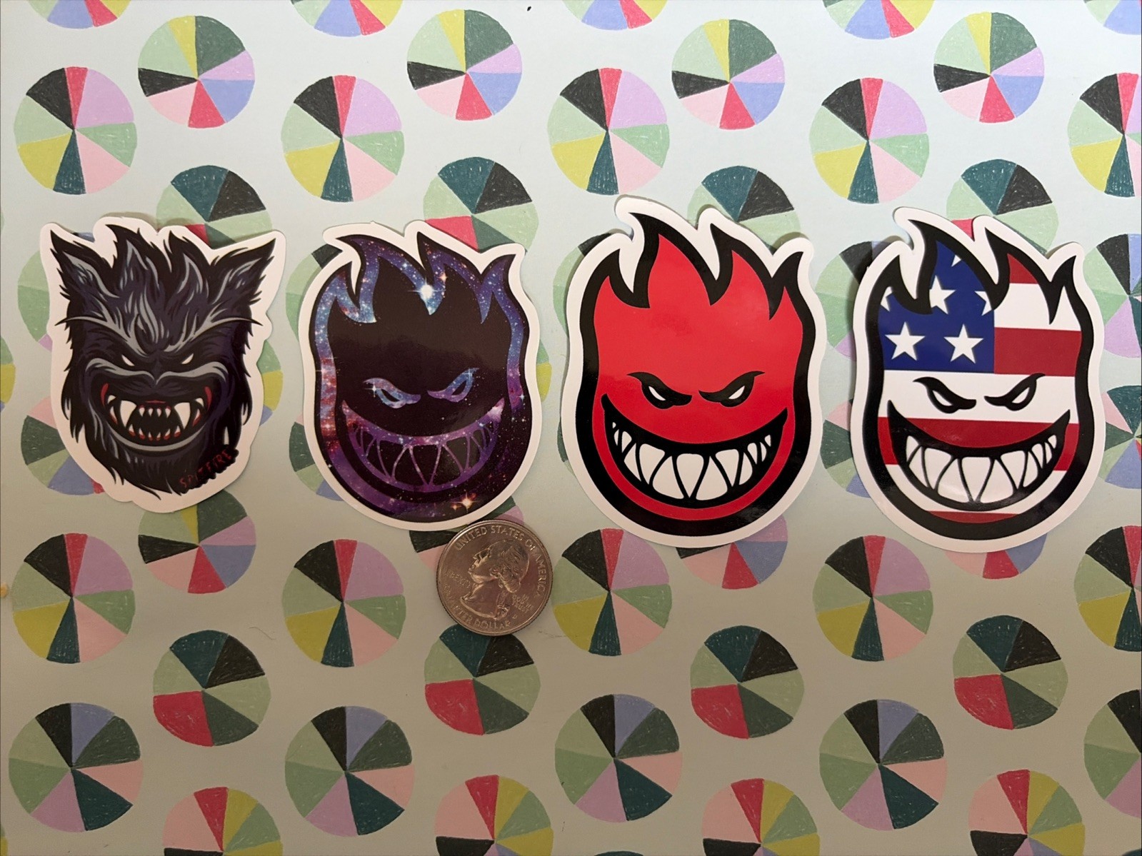 SPITFIRE Ombre ” Big Head ” Vinyl Decal Stickers Lot of 4. New