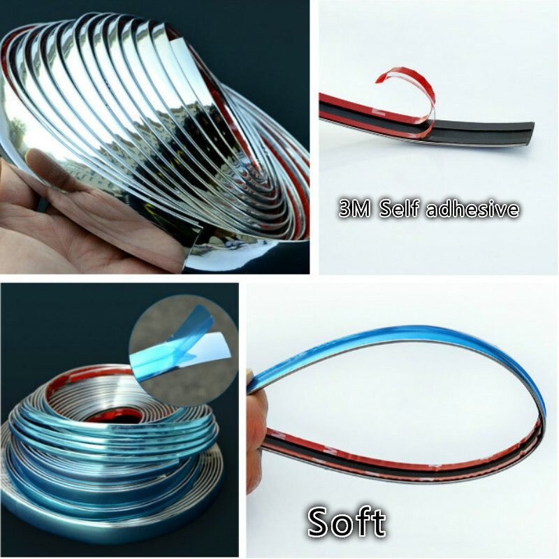 5M Universal Chrome Car Moulding Trim Strip car Door Edge Scratch Protector *