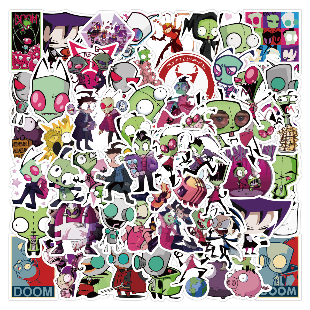 100Pcs Invader ZIM Sticker for Teens Girls Scrapbooking Water Bottles