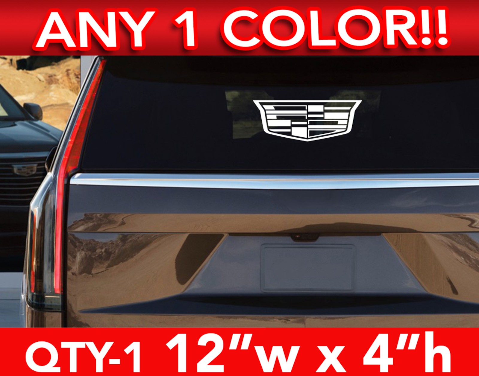 CADILLAC ESCALADE MODERN LOGO CT5 CT4 XT6 DECAL STICKER 12″w x 4″ ANY 1 Color