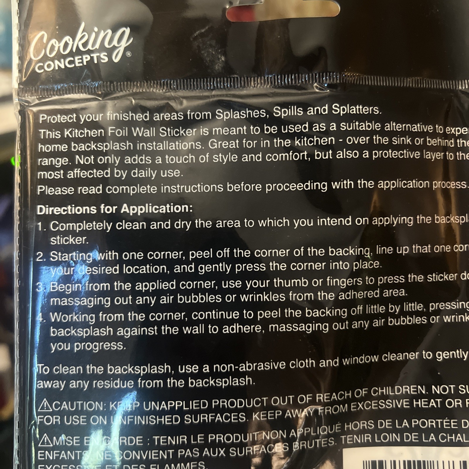 Cooking Concepts- Foil Backsplash Bistro Chefs Stick Wall Art Decal 17.7″x29.5”
