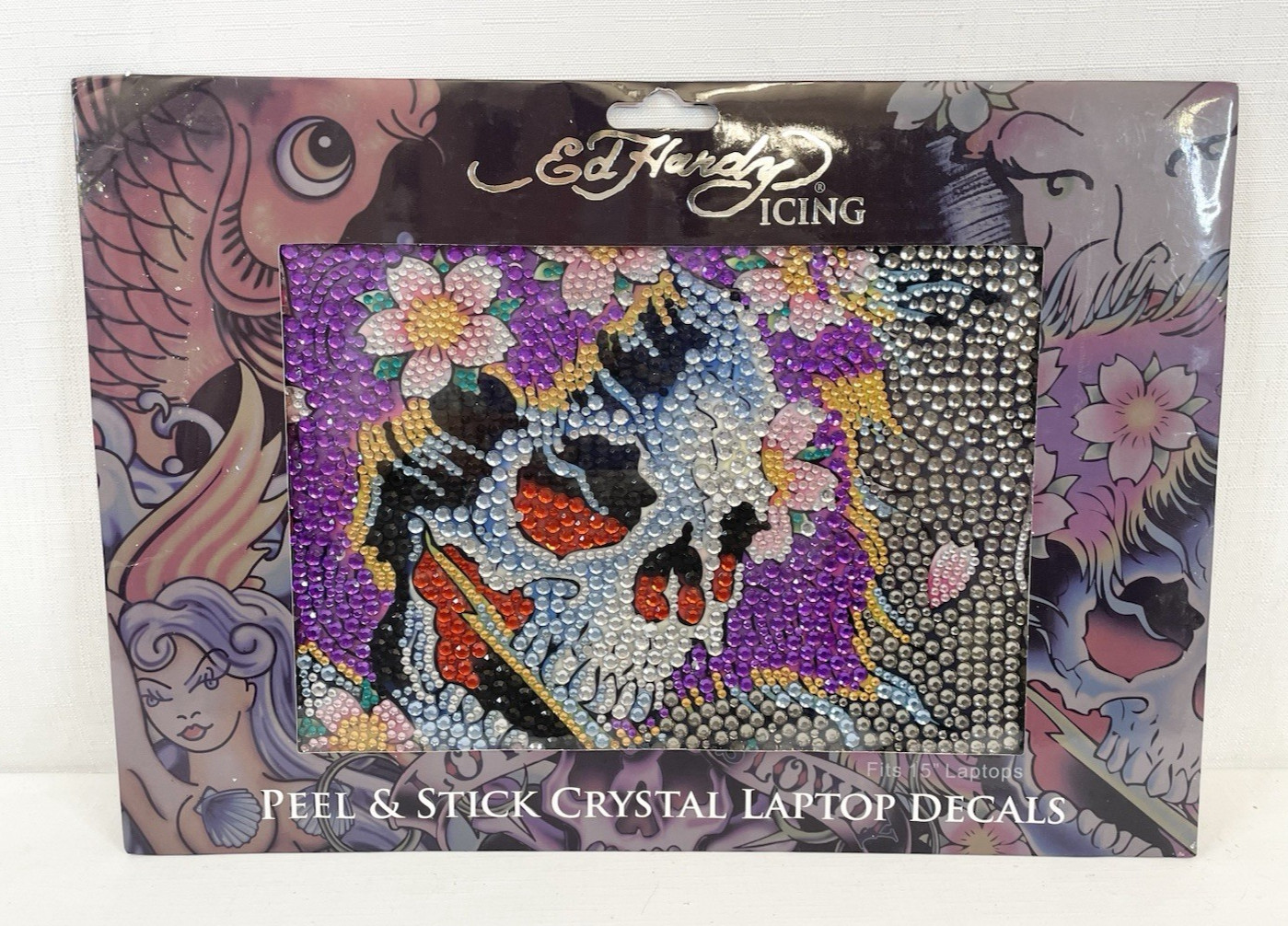 New Ed Hardy Icing Peel & Stick Crystal Laptop Decal Fits 15″ Laptop Ghost
