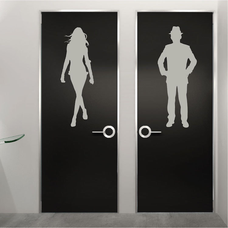 Modern Men Women Bathroom Sign Decals Wallpaper Removable Toilet Signs Art, g60