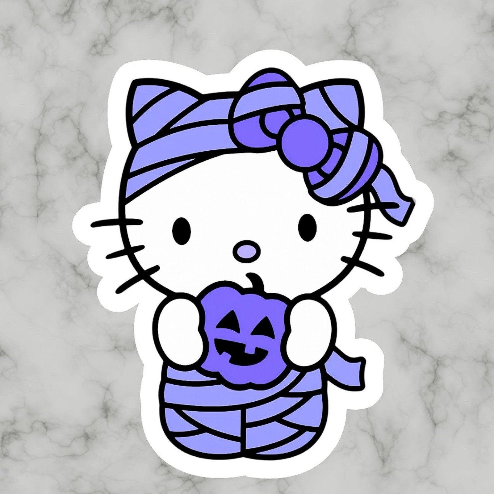 Kitty Cat, Kawaii Cute Fun Halloween Hello Adorable Glossy Vinyl sticker, Decal