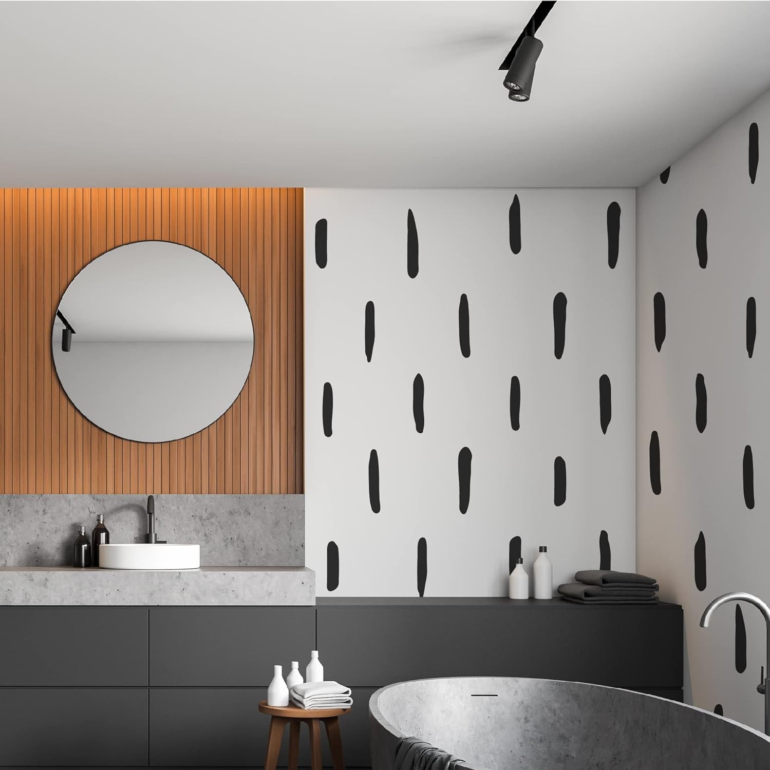 Black Thick Irregular Line Vinyl Abstract Wall Decals, Peel and B,