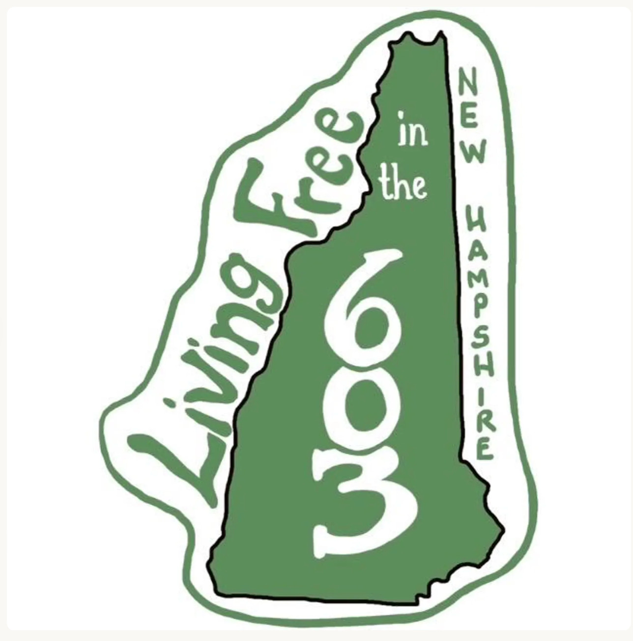 New Hampshire State Sticker “Living Free in the 603” Vinyl Weatherproof Green