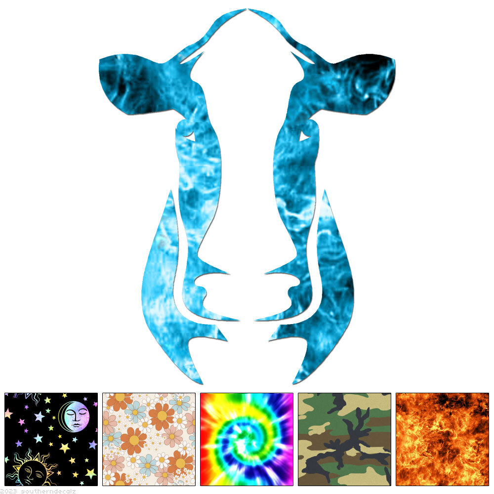 Cow Head – Decal Sticker – Multiple Patterns & Sizes – ebn6861