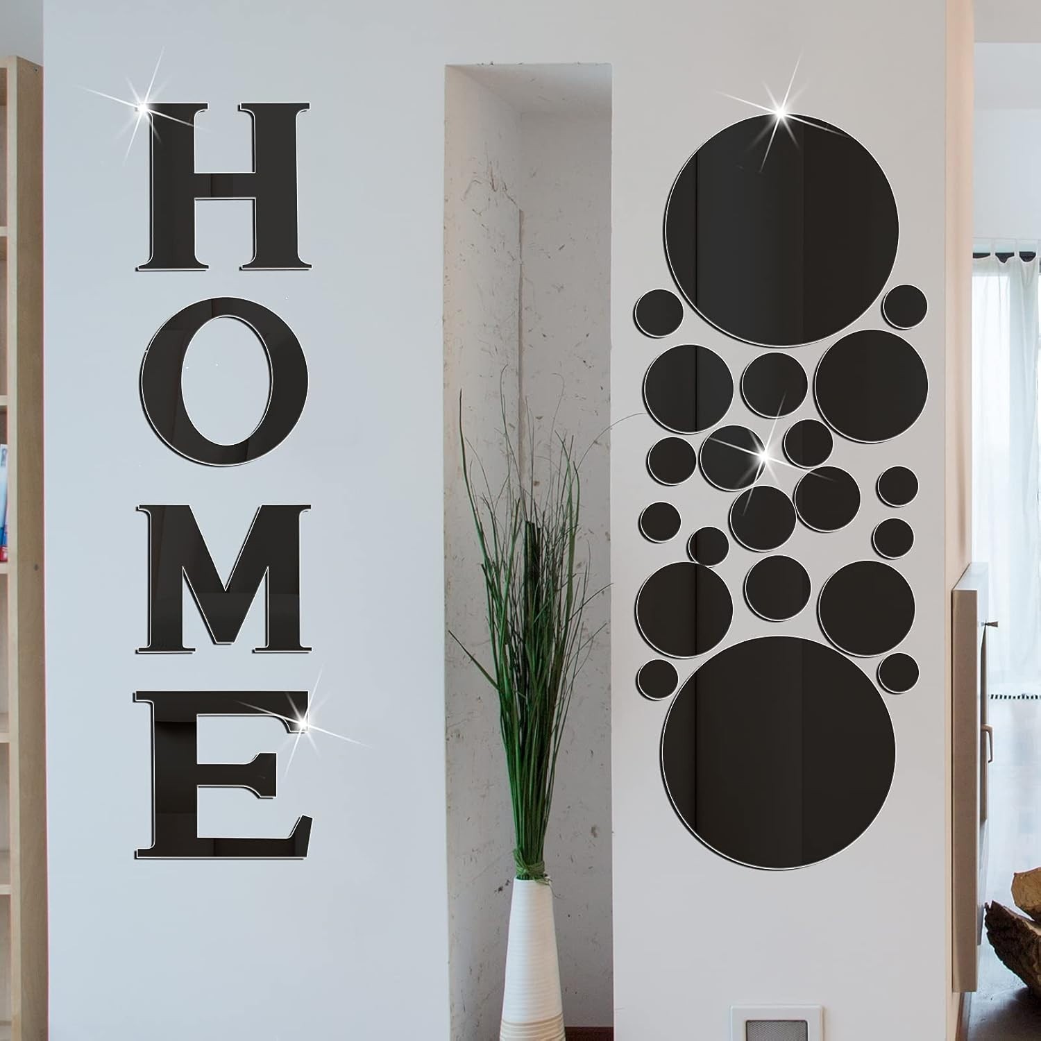 Decorative 3D Removable Acrylic Letter and Circle Wall Decals – Home Style