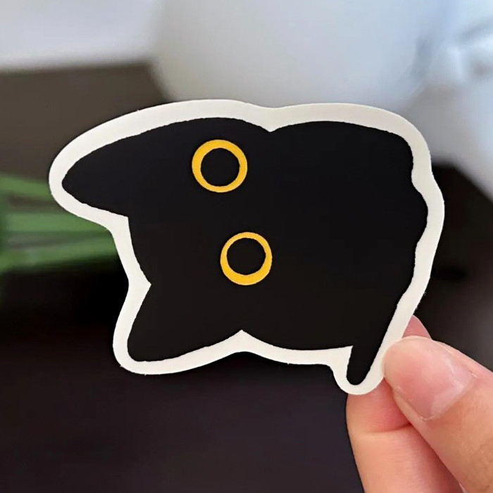 Black Cat Sticker Decal with Yellow Eyes, Black/Yellow/White Cats & Kittens