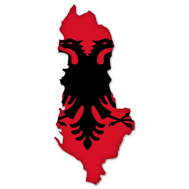 Albania Map Flag car bumper sticker window decal 3″ x 7″