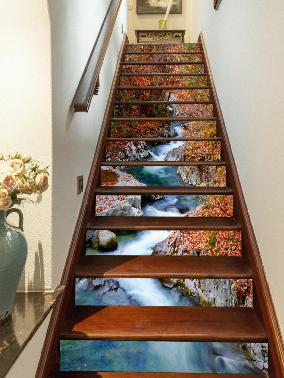 3D River Leaves NA452 Stair Risers Decoration Photo Mural Decal Wallpaper Fay