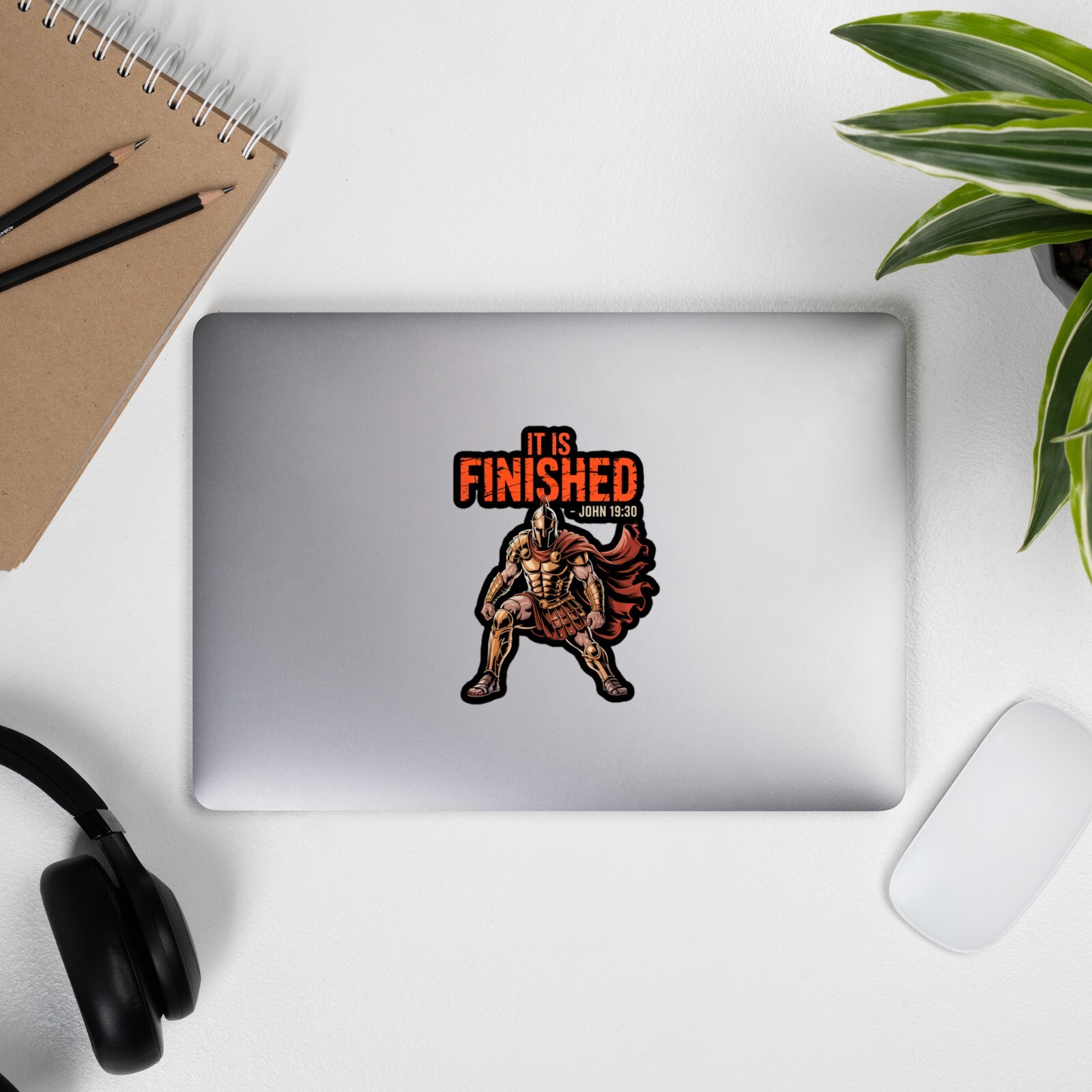 It Is Finished John 19:30 Gladiator Spartan Knight Bible Verse Sticker