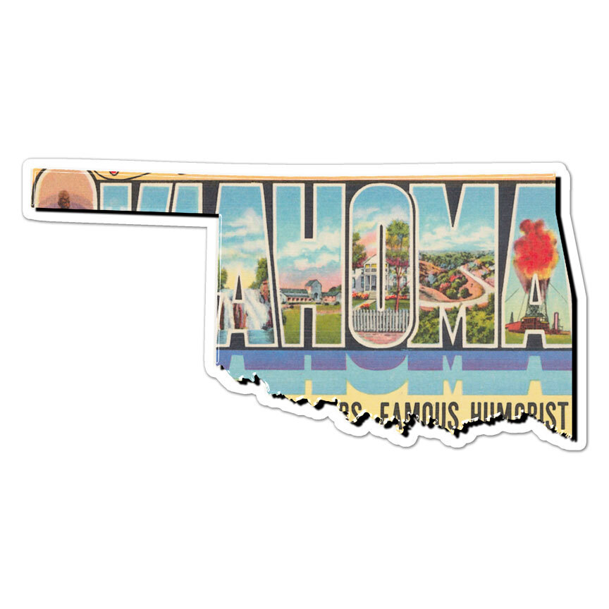 Oklahoma Vintage Map, Vinyl Decal Sticker, Indoor Outdoor, 3 Sizes, #8883