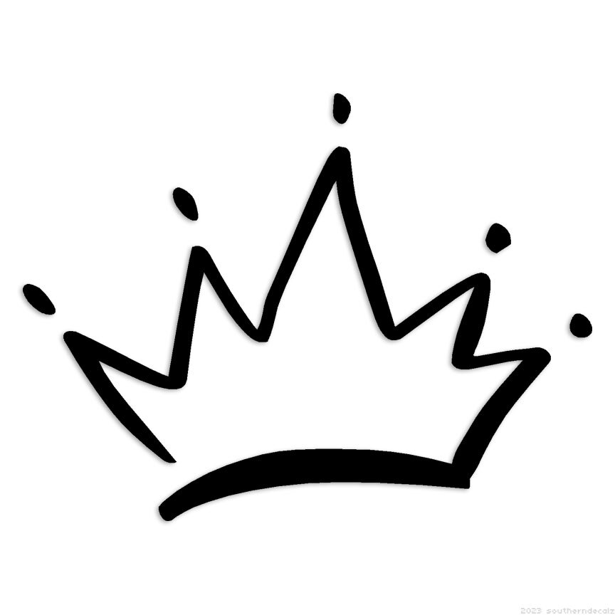 Crown Line Drawing – Decal Sticker – Multiple Colors & Sizes – ebn6386