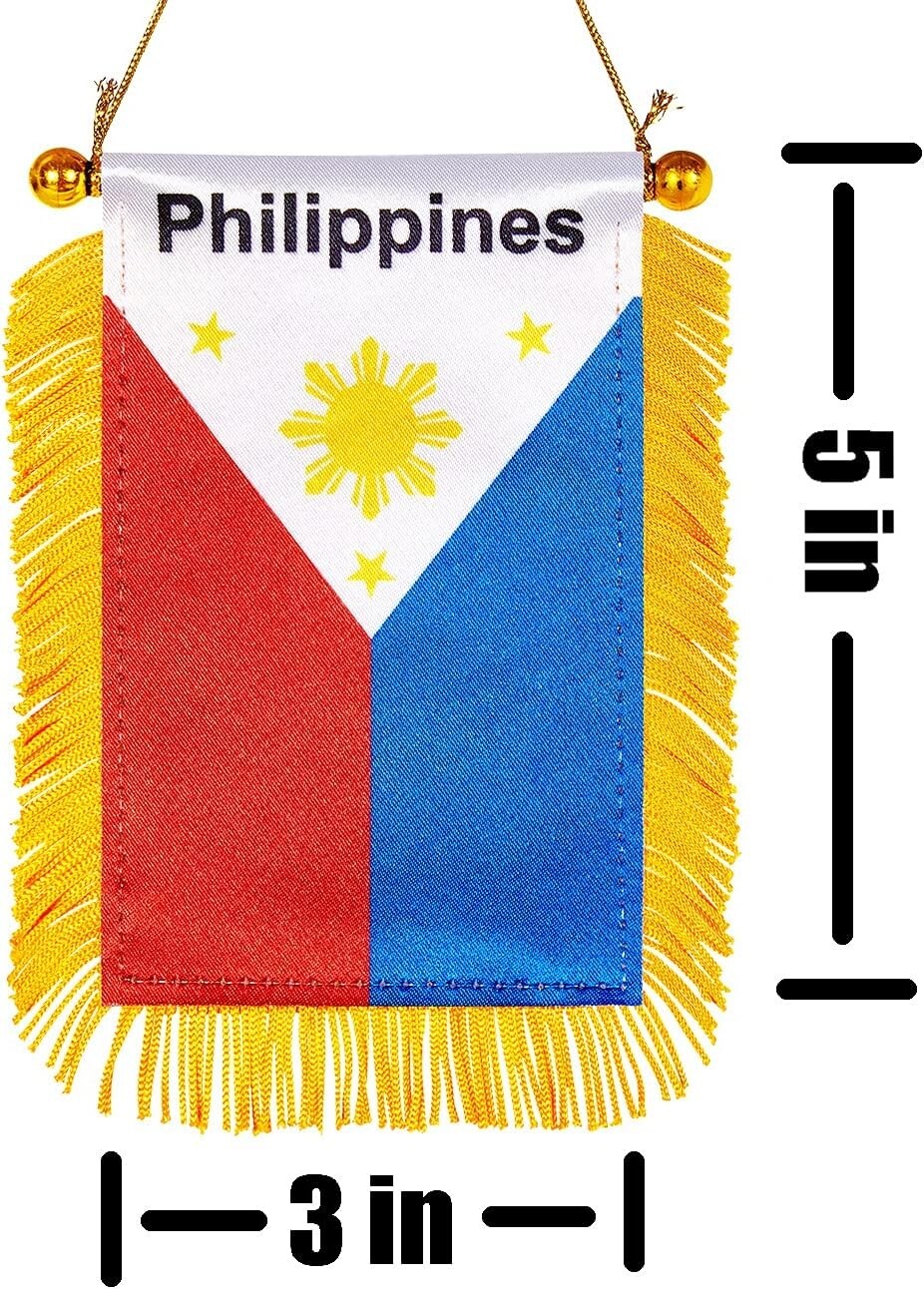 Double-Sided 3 X 5 Inch Philippine Flag for Cars & Home – Golden Fringe Detail