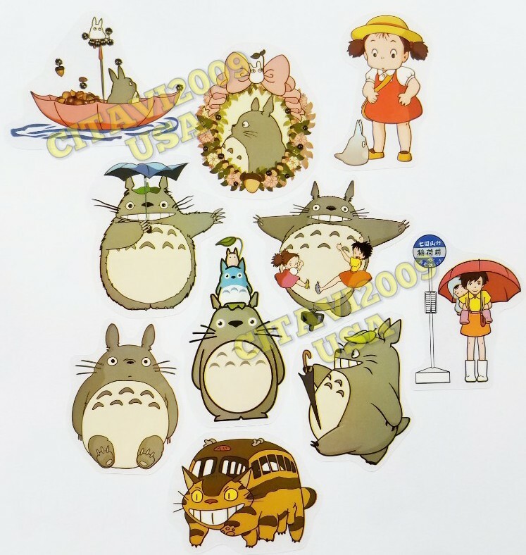 TOTORO STICKER SET OF 10 TRANSLUCENT WATERPROOF DECOR DECAL ANIME CARTOON.