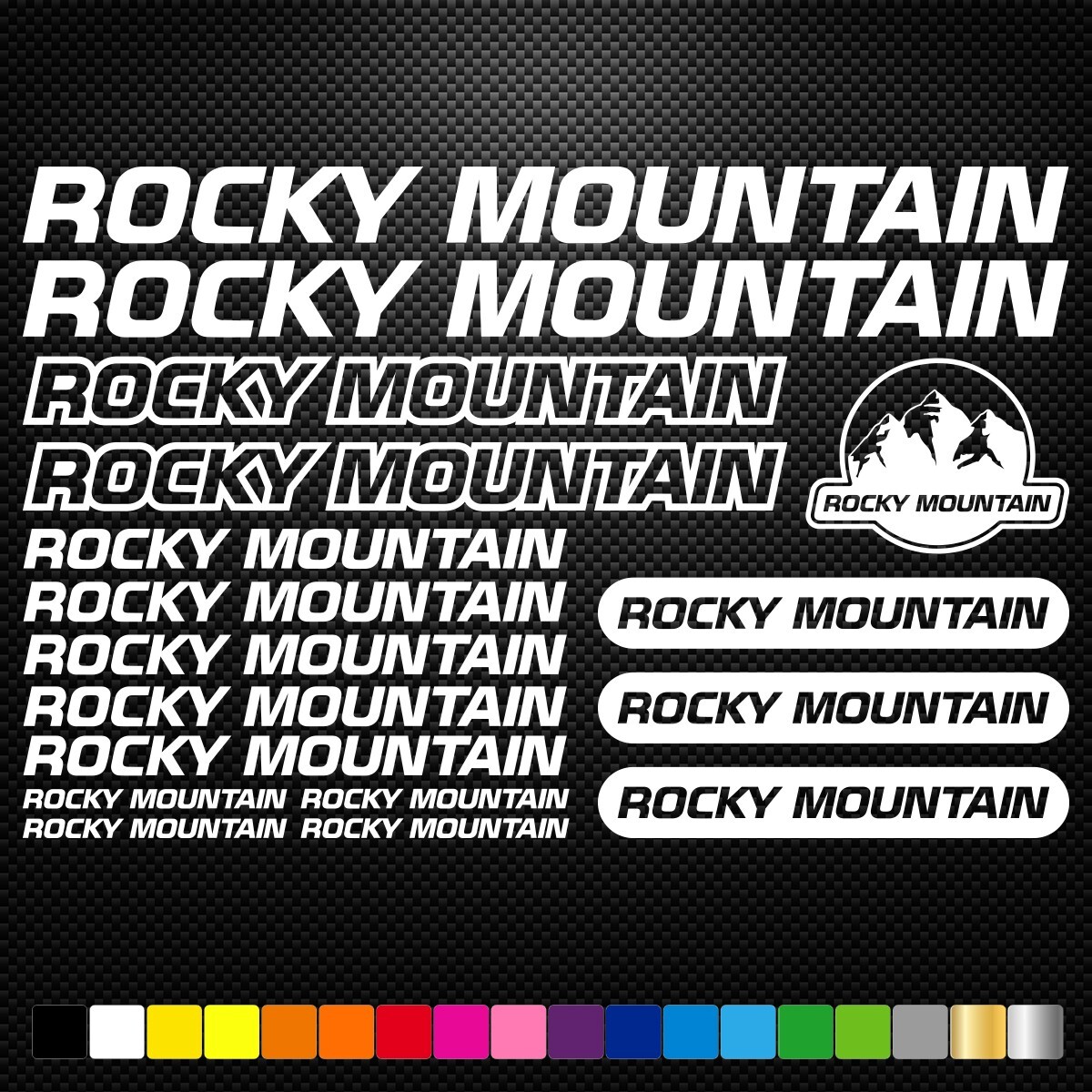 ROCKY MOUNTAIN – 17 Vinyl Decals Stickers Sheet Bike Frame Cycle Cycling Bicycle