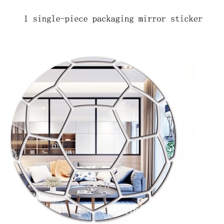 30cm Football Basketball Acrylic Mirror Wall Stickers Self Adhesive Home Decor
