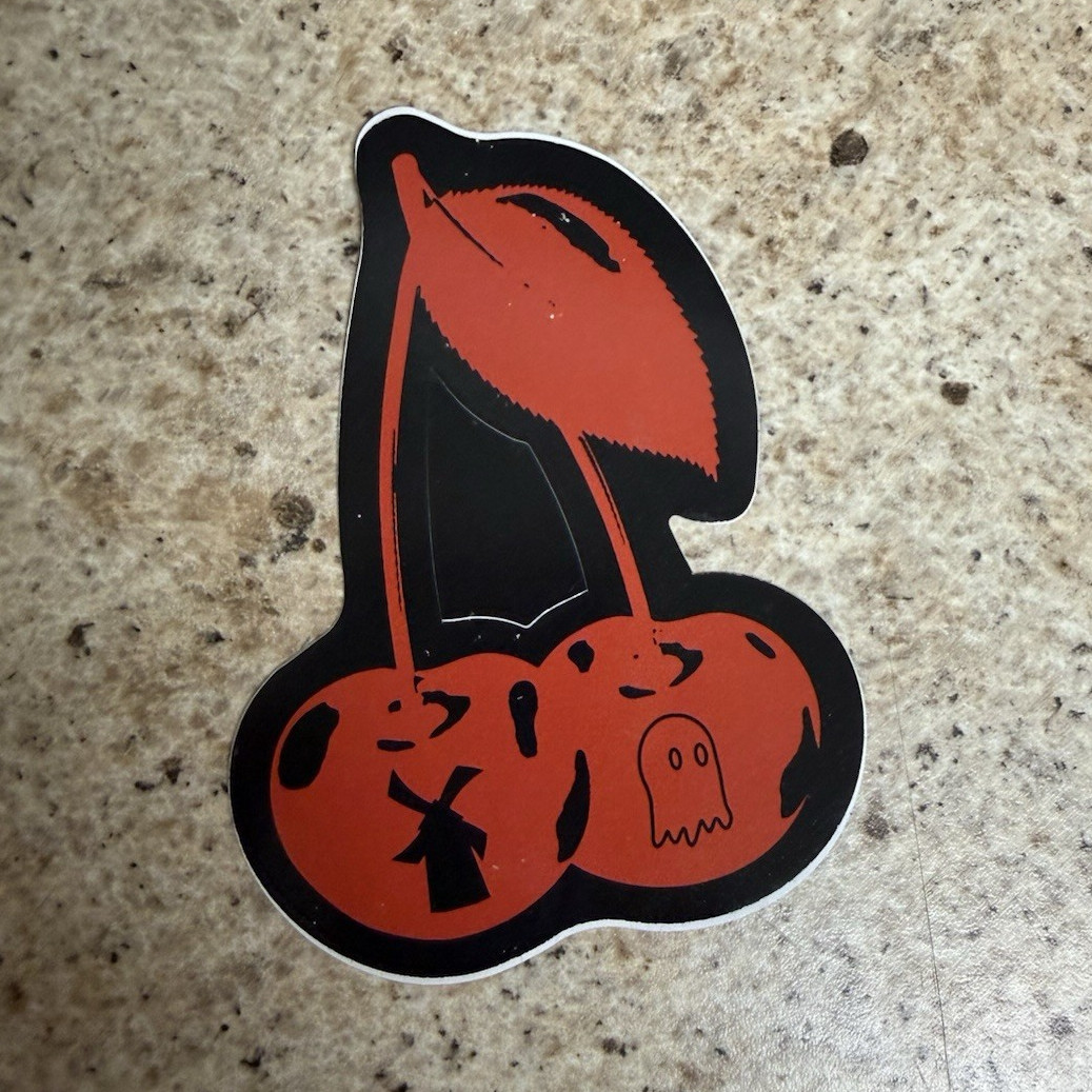 Halloween Ghost & Cherries Graphic Sticker Decal, Black/Red