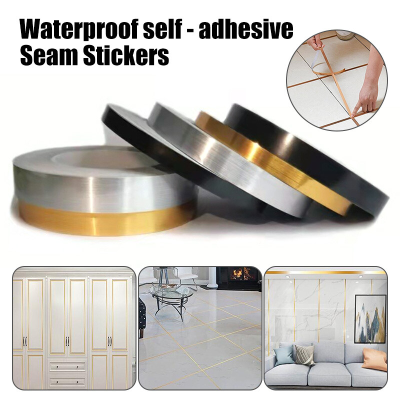 Ceramic Tile Gap gold Tape Mildewproof Sealing Seam Strip Wall Floor Sticker NEW