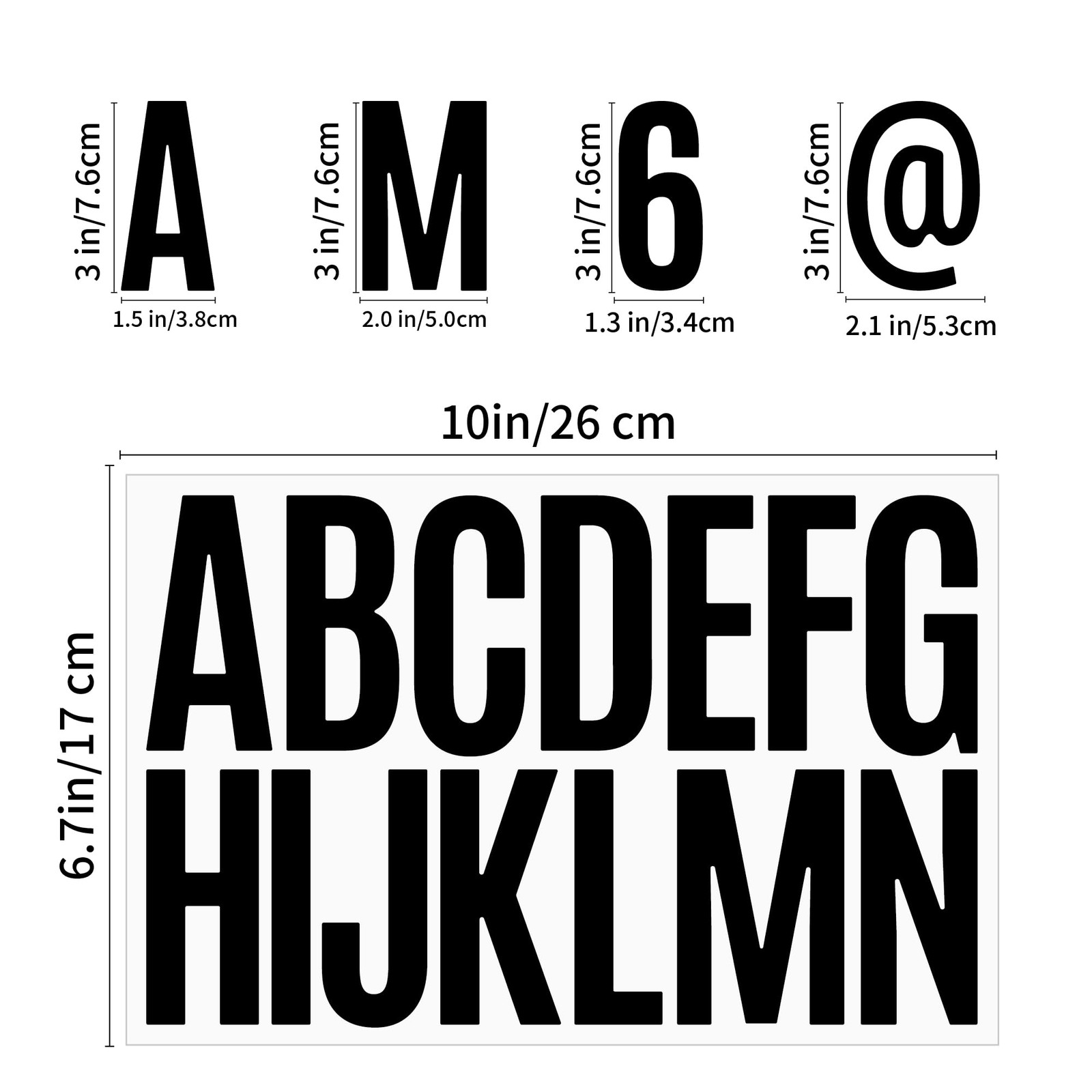 3 In Vinyl Letters Numbers,480Pcs Waterproof Stickers for Windows,Vehicles,Black