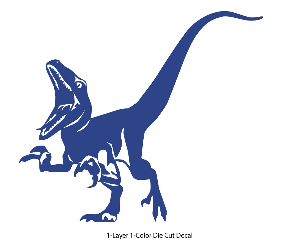 Dinosaur – Roaring Velociraptor #4 – Jurassic Period – 4-21″ wide – DieCut Decal