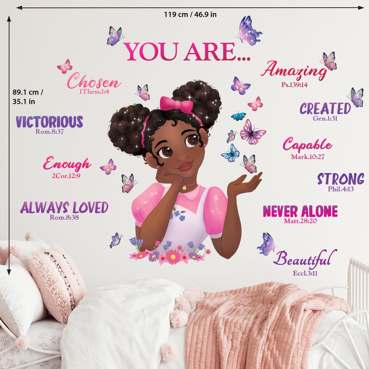 SG2-2315 Black Girl Magic Wall Stickers Decals Girls Bedroom Butterfly Kids R…