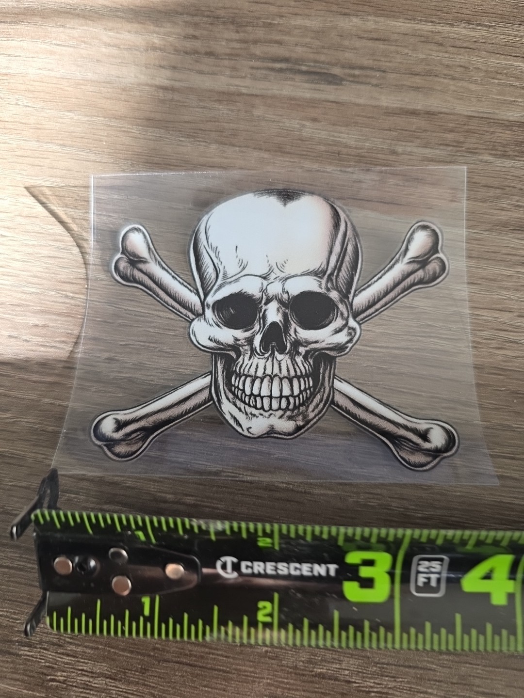 Skull And Crossbones Raised UVDTF Decal Made In USA Waterproof