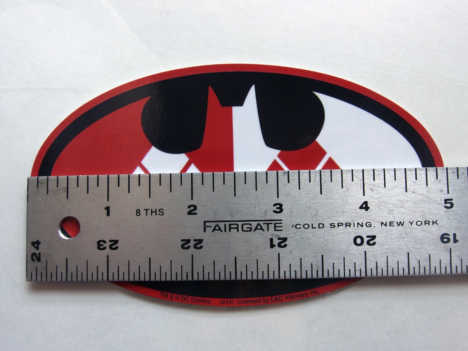 Batman Argyle Logo Sticker DC Comics Harley Quinn Bat Symbol C&D 2014 5×2.875″