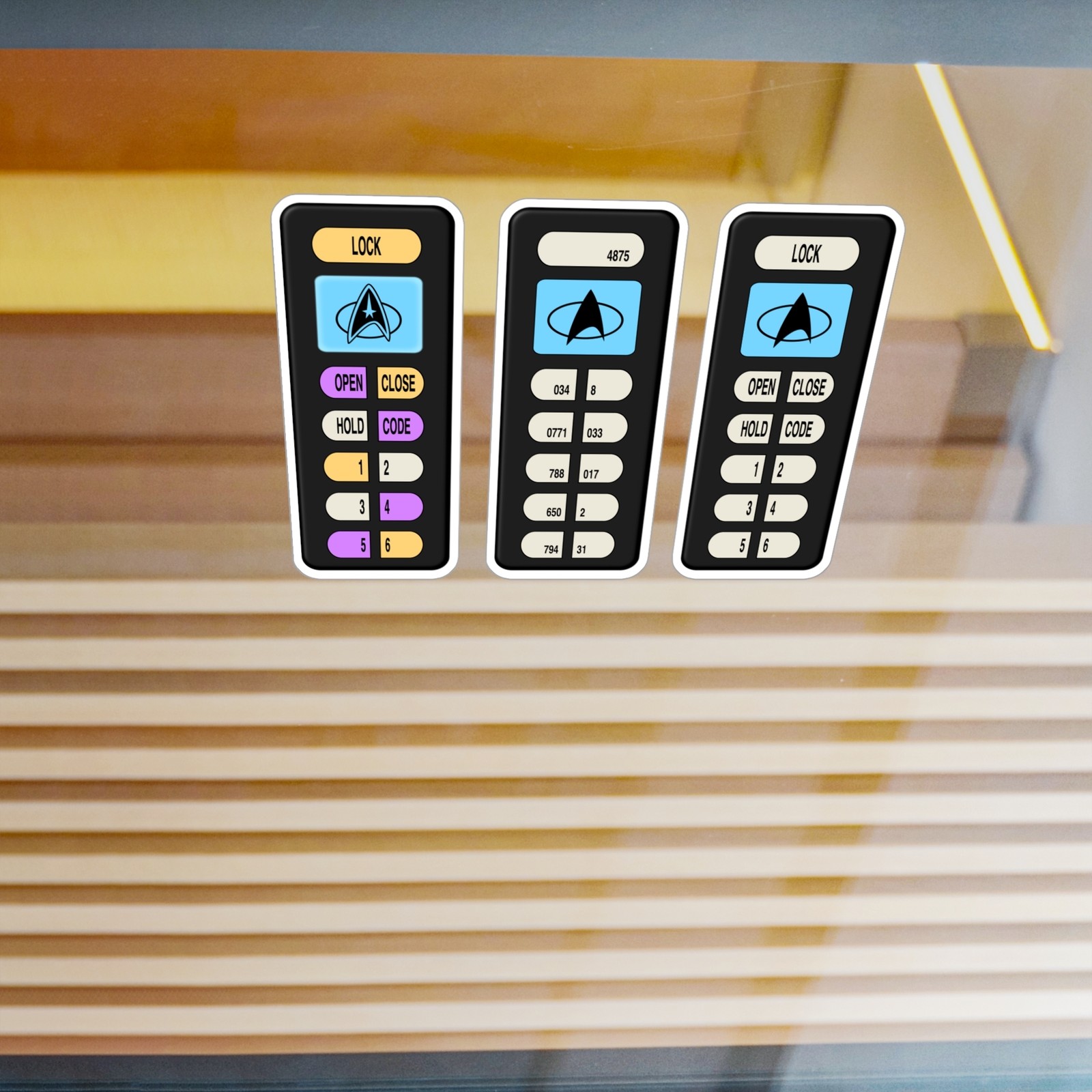 Starship Door Chime Lock Controls LCARS Pad Prop Sticker Decals