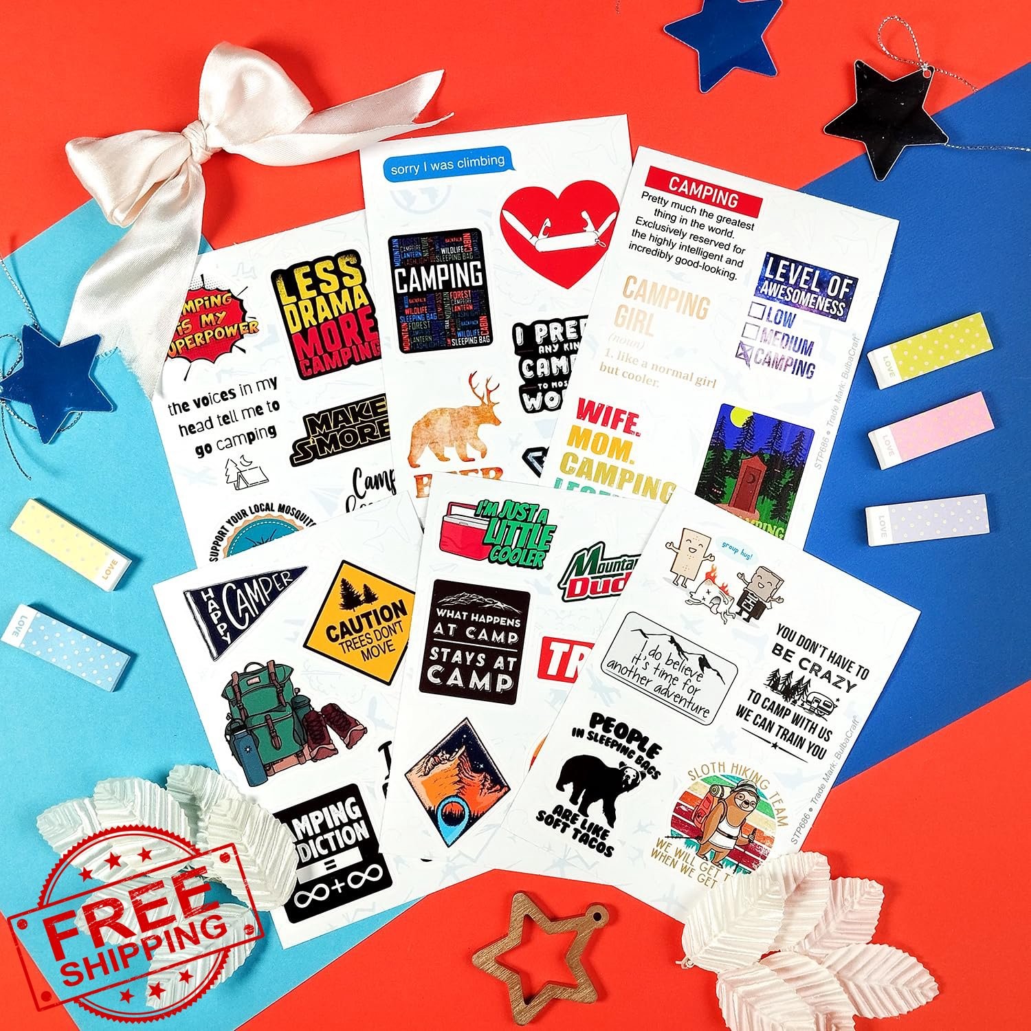 BulbaCraft 100 Pcs Camping Stickers