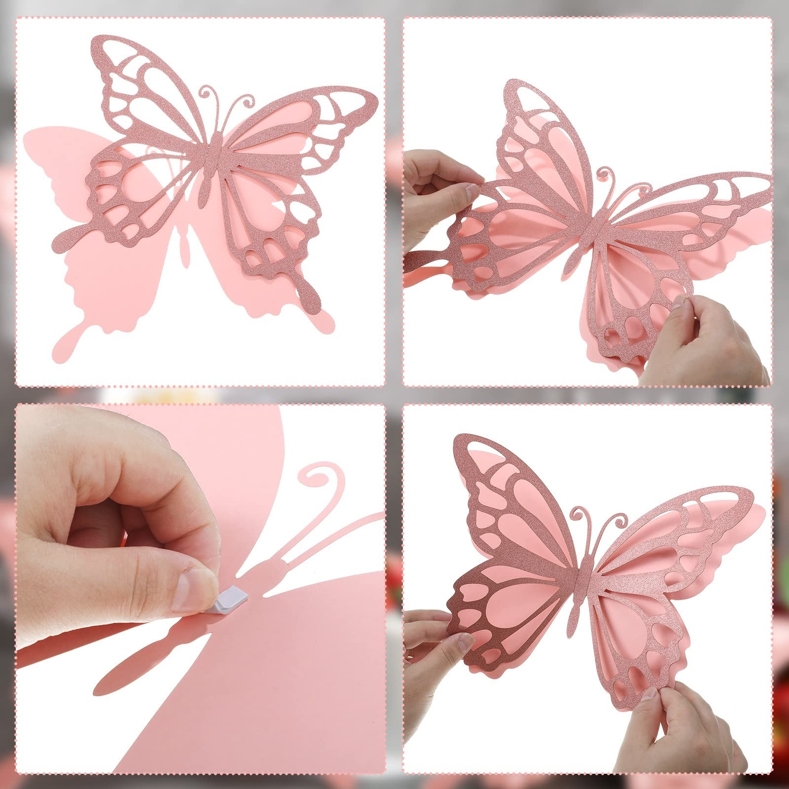 Geyee 12 Pcs 3D Large Butterfly Party Decoration 12 Inch 10 Inch Big Butterfl…
