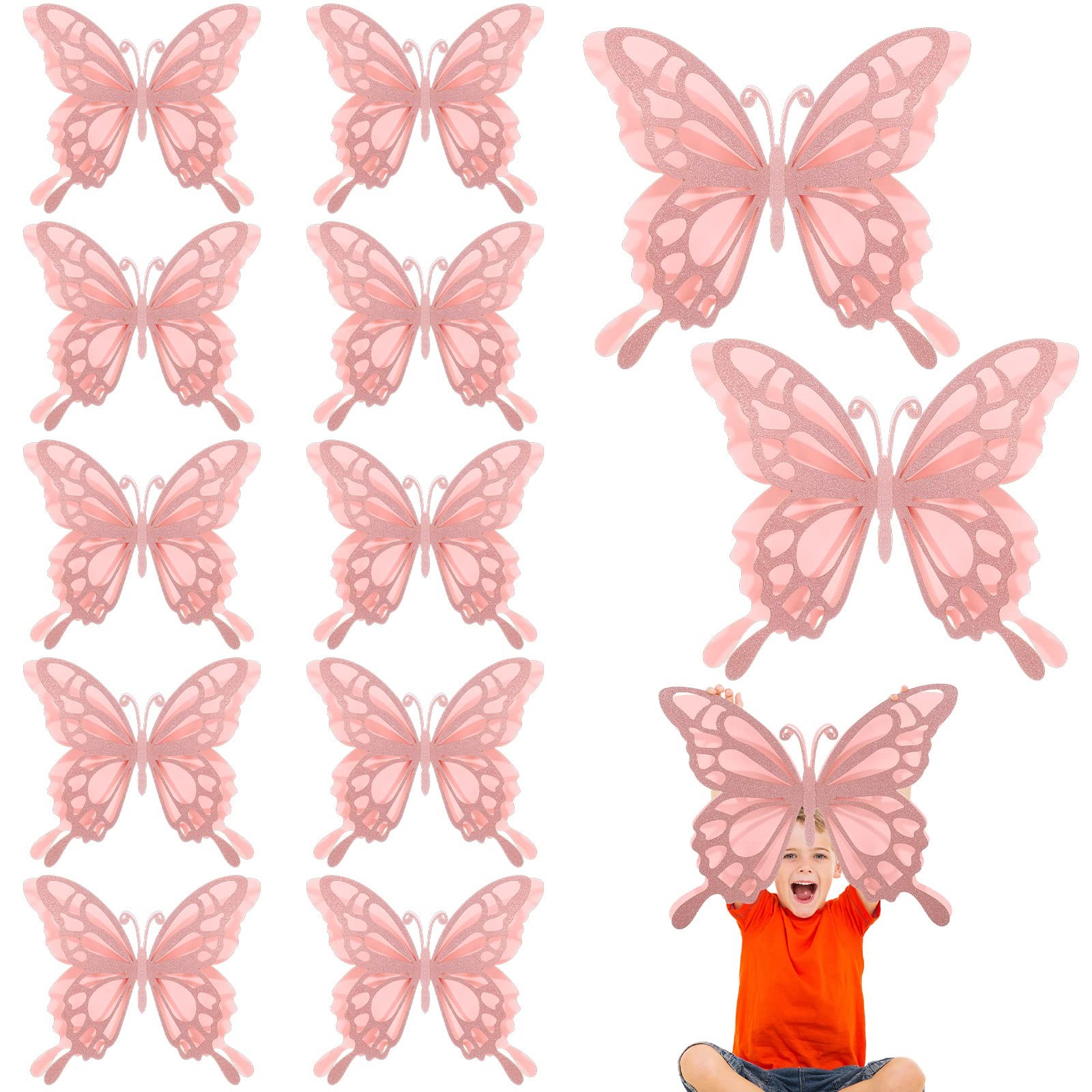 Geyee 12 Pcs 3D Large Butterfly Party Decoration 12 Inch 10 Inch Big Butterfl…
