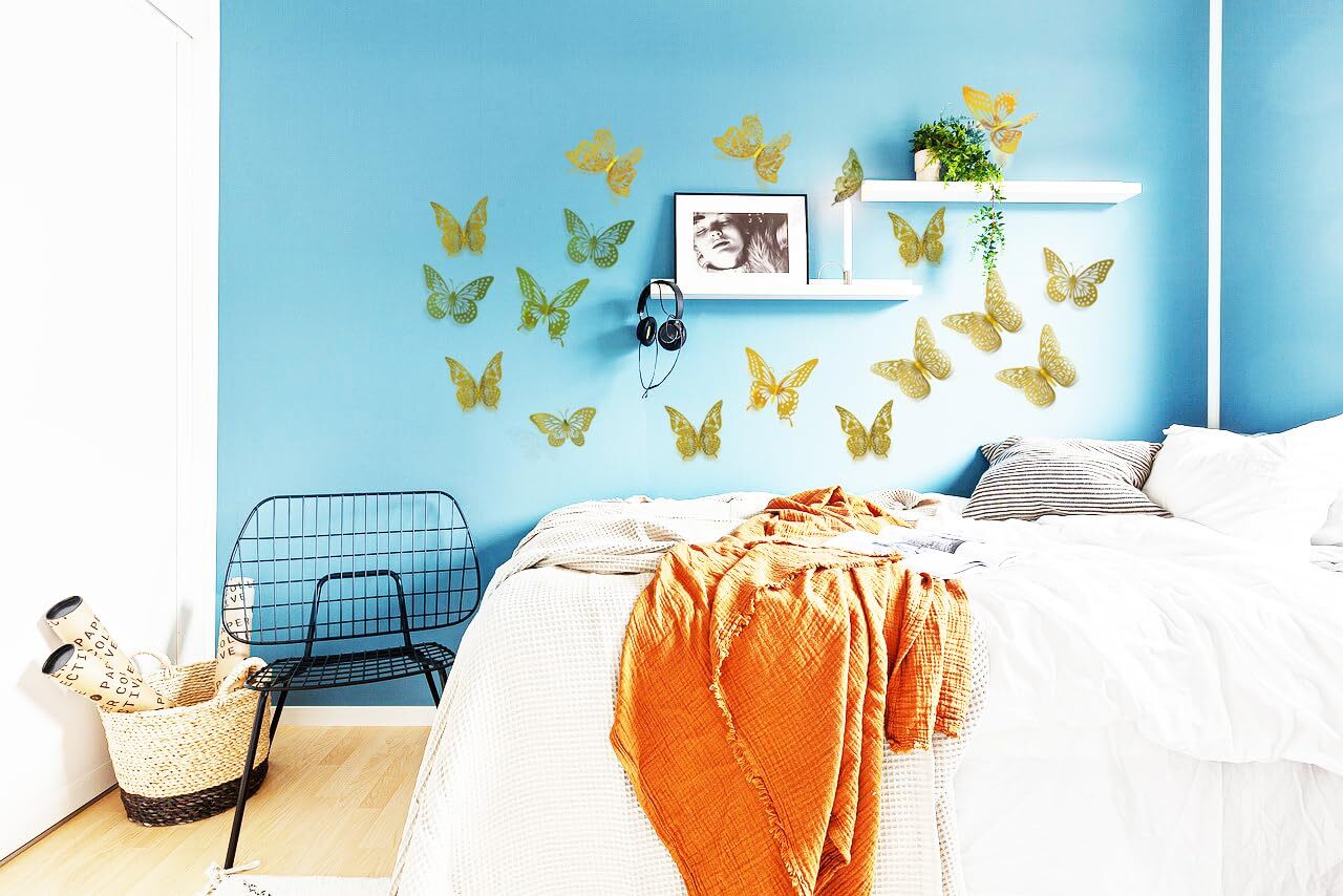 48 Pcs 3D Butterfly Wall Decor for Birthday Party Cake Topper Room Decor