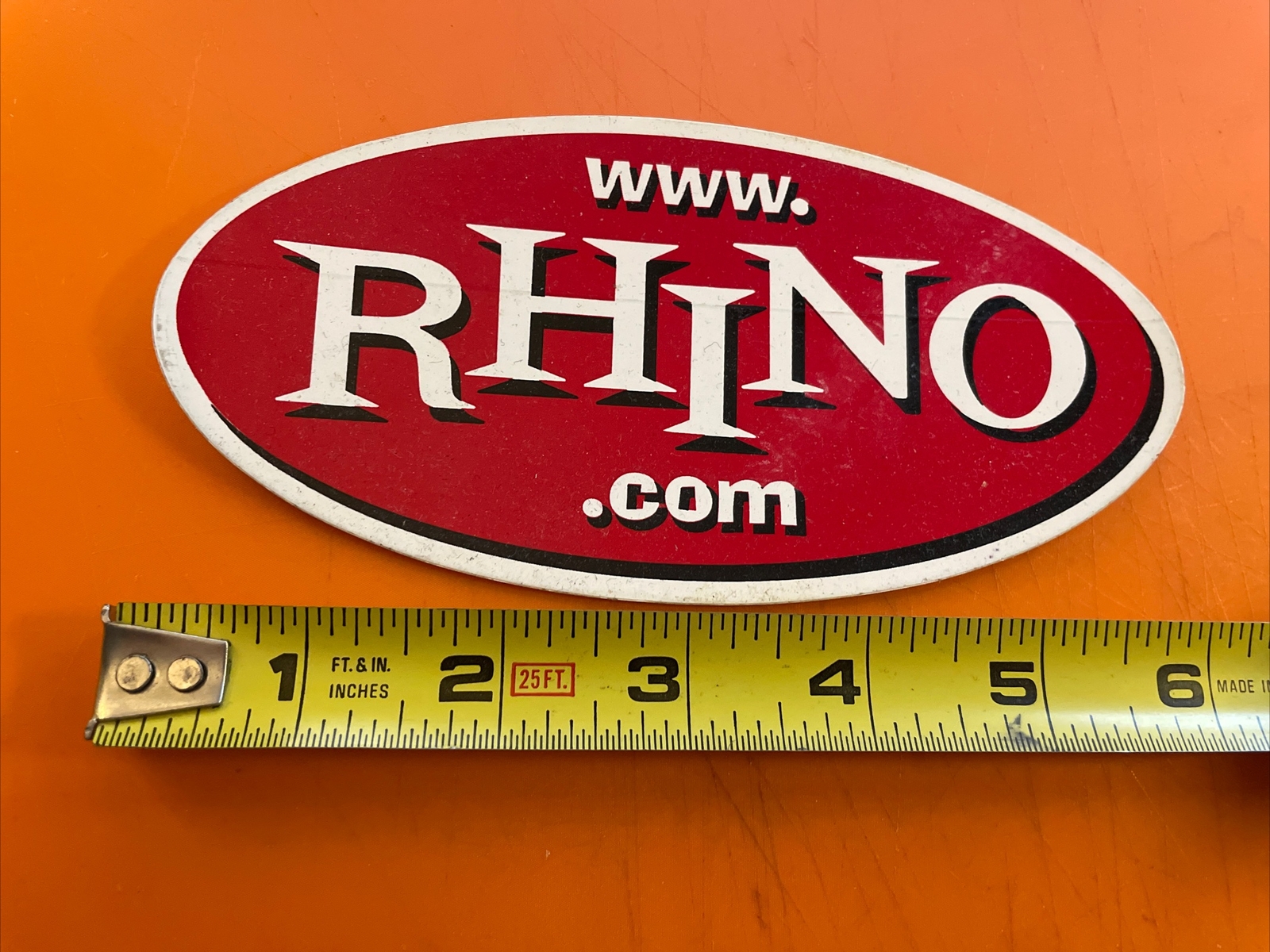 Rhino Records Self Adhesive Sticker Decal Original Oval 6″ x 3″ Record Label
