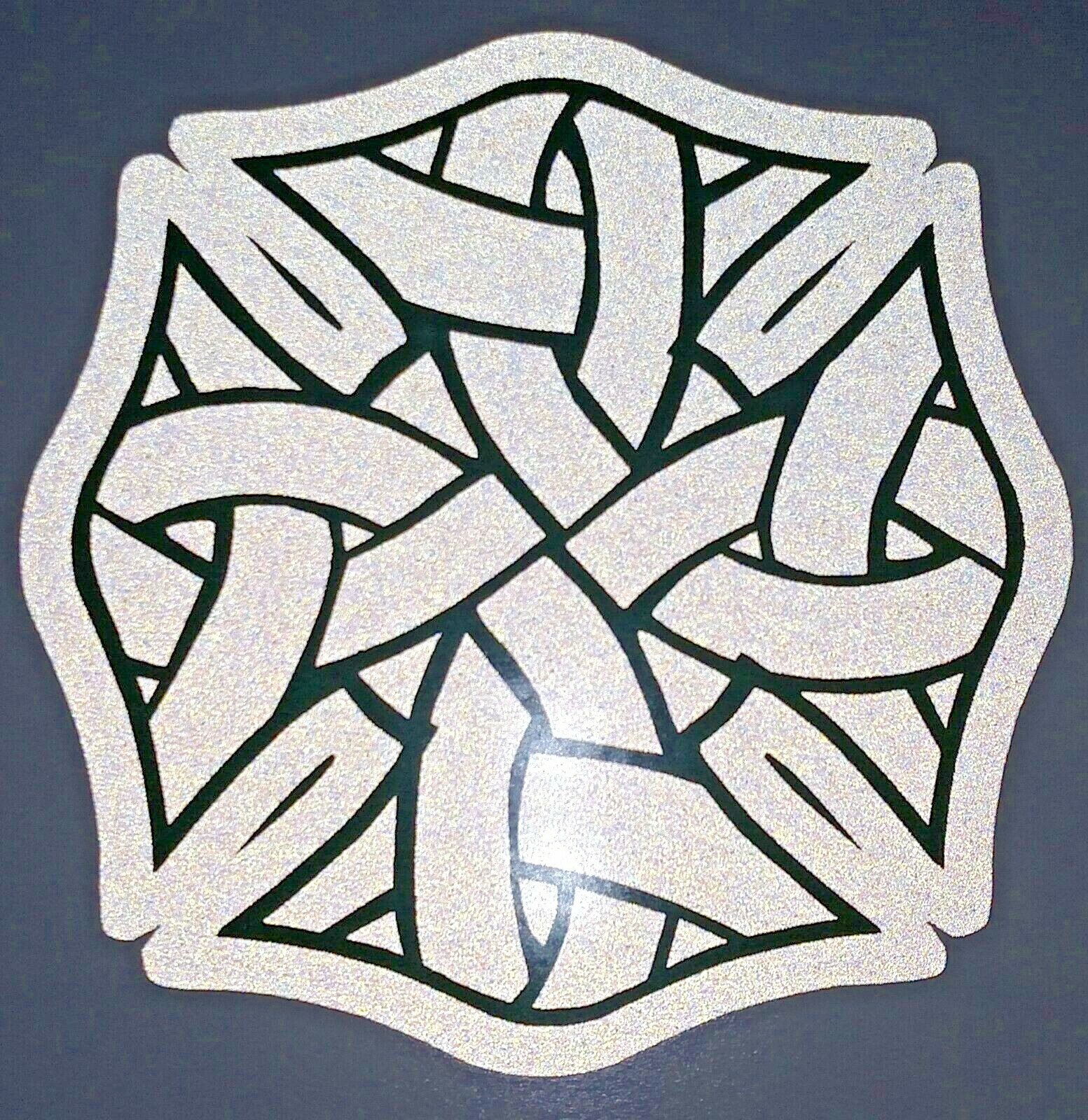 Reflective Celtic Weave Maltese Cross Fire Helmet Decal Sticker multiple sizes